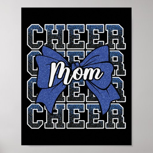 Cheer Moeder Mama Strik Sport Cheerleader Cheerlea Poster (Voorkant)