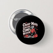 Cheer moeder overleeft comp weekend skelet koffie ronde button 5,7 cm (Voorkant /achterkant)