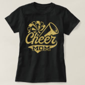 Cheer Mom Biggest Fan Cheerleader Black Yellow Gol T-shirt (Design voorkant)