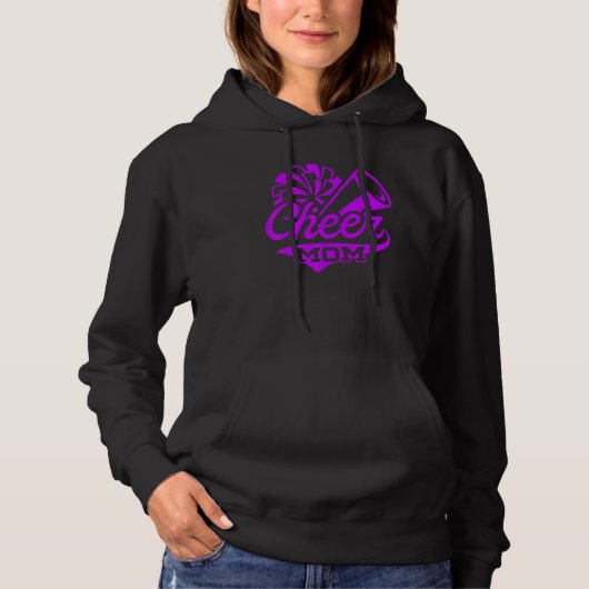 Cheer Mom Biggest Fan Leopard Print Black And Pupl Hoodie (Voorkant)