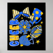 Cheer Mom Blue Cheerleader Game Day Cheer Mama Foo Poster (Voorkant)