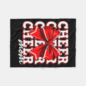 Cheer Mom Cheerleader Bow Biggest Fan Red Team Fleece Deken (Voorkant (Horizontaal))