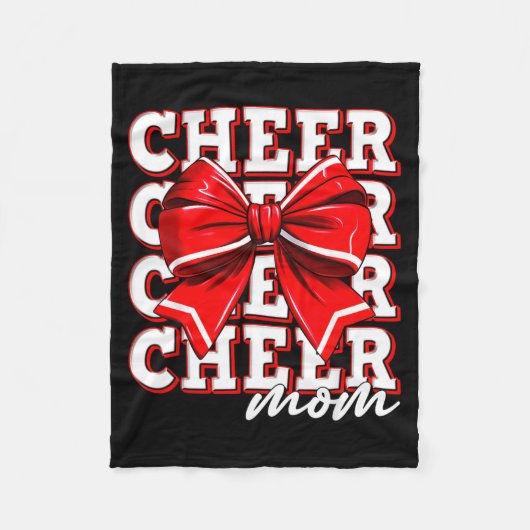 Cheer Mom Cheerleader Bow Biggest Fan Red Team Fleece Deken (Voorkant)
