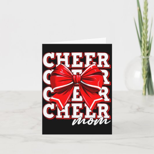 Cheer Mom Cheerleader Bow Biggest Fan Red Team  Kaart (Voorkant)