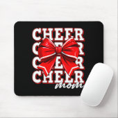 Cheer Mom Cheerleader Bow Biggest Fan Red Team  Muismat (Met muis)