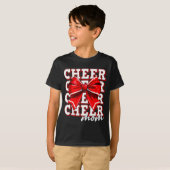 Cheer Mom Cheerleader Bow Biggest Fan Red Team  T-shirt (Voorkant volledig)