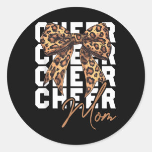 Cheer Mom Coquette Bow Leopard Moederdag Cheerle Ronde Sticker