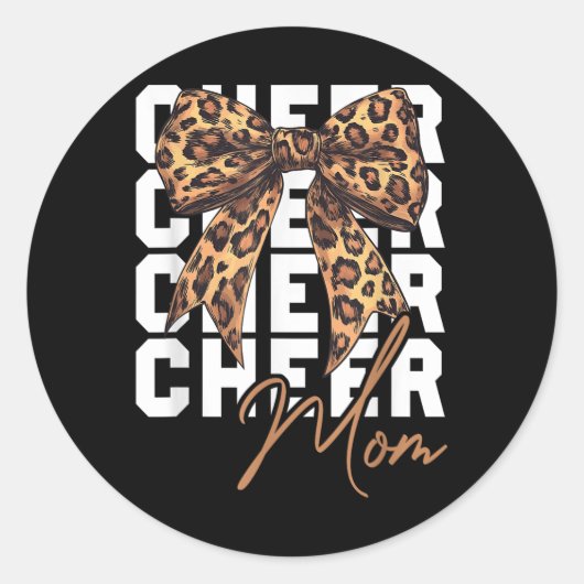 Cheer Mom Coquette Bow Leopard Moederdag Cheerle Ronde Sticker (Voorkant)