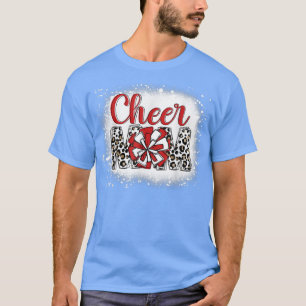 Cheer Mom Leopard Cheerleader Bleached Mother's Da T-shirt