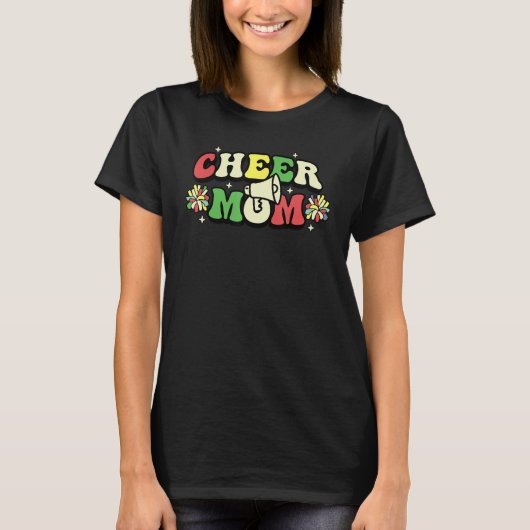 Cheer Mom Leopard Letters Cheer Pom Poms T-shirt (Voorkant)