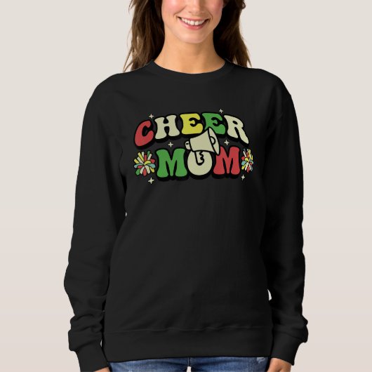 Cheer Mom Leopard Letters Cheer Pom Poms Trui (Voorkant)