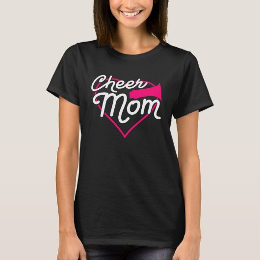 Cheer Mom Love Support Heart Cheerleader Fun Spots T-shirt (Voorkant)