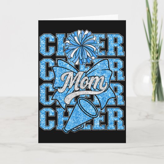 Cheer Mom Mama Bow Srt Cheerleading Squad Blue Che Kaart (Voorkant)