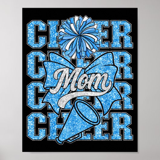 Cheer Mom Mama Bow Srt Cheerleading Squad Blue Che Poster (Voorkant)
