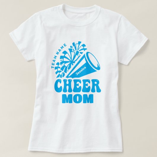 Cheer Mom met aangepaste teamnaam en naam van het  T-shirt (Design voorkant)