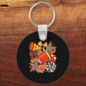 Cheer Mom Orange Cheerleader Game Day Cheer Mama F Sleutelhanger (Voorkant)