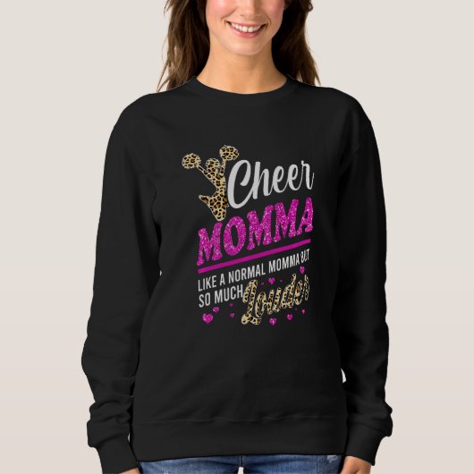 Cheer Momma Bigst Fan Leopard Print and Pom Pom Trui (Voorkant)