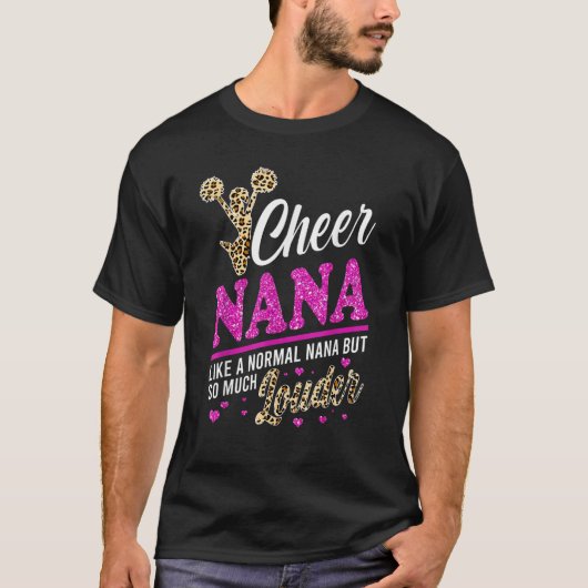 Cheer Nana Biggest Fan Leopard Print And Pom Pom 1 T-shirt (Voorkant)