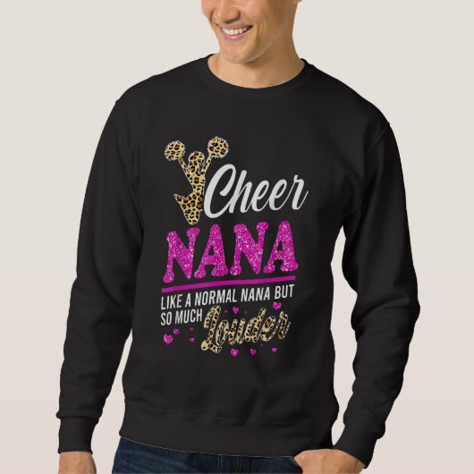 Cheer Nana Biggest Fan Leopard Print And Pom Pom 1 Trui (Voorkant)
