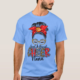 Cheer Nana Cheerlead Nana Leopard Messy Bun Mot T-shirt