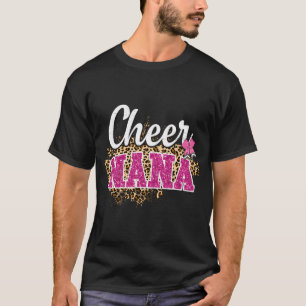Cheer Nana grootst fan Leopard print en Pom Pom T-shirt