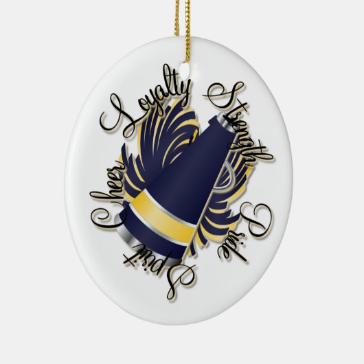 Cheer Navy en Yellow  Ornament (Rechts)