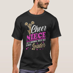 Cheer Niece Bigst Fan Leopard Print and Pom Pom T-shirt