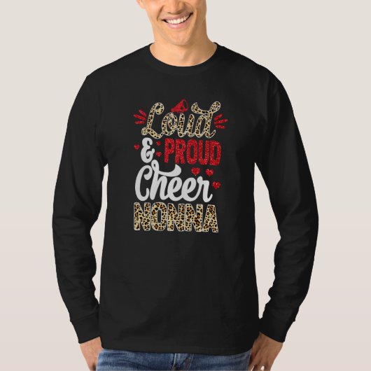 Cheer nonna grootst fan leopard print en pom pom t-shirt (Voorkant)