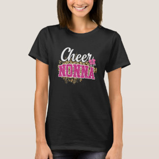 Cheer nonna grootst fan leopard print en pom pom t-shirt