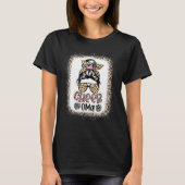 Cheer Oma Leopard Messy Bun Cheerleader Bleached T-shirt (Voorkant)