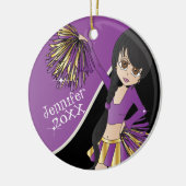 Cheer 📣 💖 Paarse Cheerleader Girl Keramisch Ornament (Links)