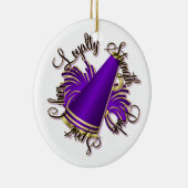 Cheer Paarse en Gold  versiering Keramisch Ornament (Rechts)