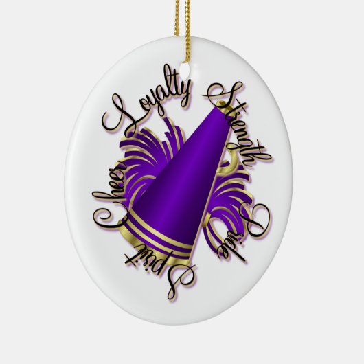 Cheer Paarse en Gold  versiering Keramisch Ornament (Rechts)