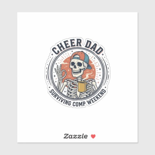 Cheer Papa die het Comp Weekend Overleeft Skelet S Sticker (Vel)