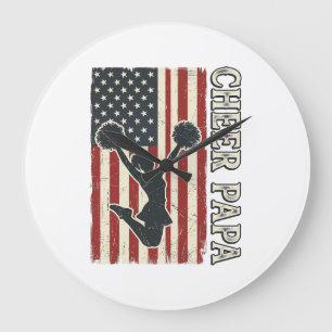 Cheer Papa USA Vlag Vintage Cheer Design_1 Grote Klok