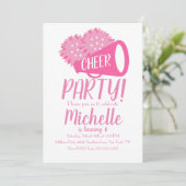 Cheer Party Cheerleading Birthday roze Kaart (Staand voorkant)