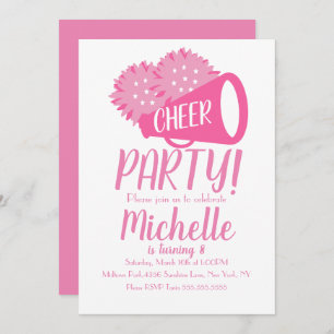 Cheer Party Cheerleading Birthday roze Kaart