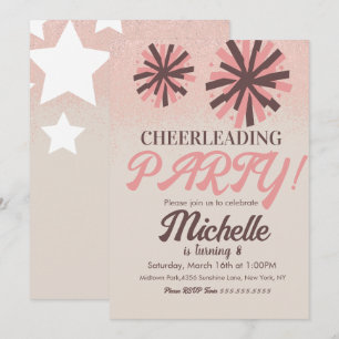 Cheer Party Cheerleading Birthday roze sterren Kaart