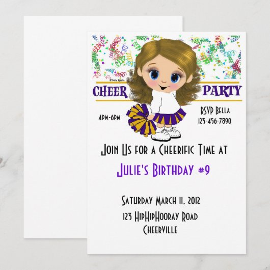 Cheer Party Kaart (Voorkant / Achterkant)