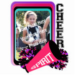 Cheer Photo-Lijst Staand Fotobeeldje<br><div class="desc">Kleurrijke Cheer foto lijst,  aanpasbaar met uw favoriete afbeelding,  maken het in een ornament,  een sleutelhanger,  of een vrijstaand lijst. Een geweldig persoonlijk cadeau voor de verjaardagen en feestdagen.</div>