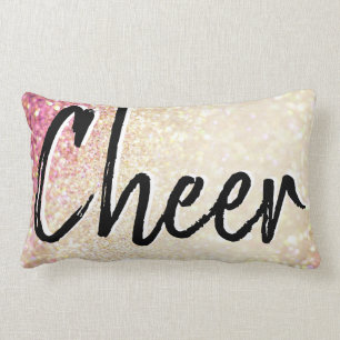 Cheer Pillow   Faux Gold en roze glitter Kussen