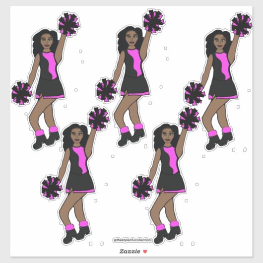 Cheer Pink 14 "x 14" Custom-Cut Vinyl Stickers #1 (Vel)