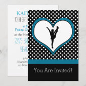 Cheer Polka-Dotted Heart in Blauwgroen blauw Kaart (Voorkant / Achterkant)