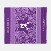 Cheer/Pom Cheetah Print met Monogram in het Paars Fleece Deken (Voorkant (Horizontaal))