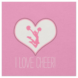 Cheer/Pom White Heart Custom Text Stof