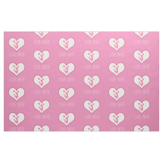 Cheer/Pom White Heart Custom Text Stof (Fat Quarter)