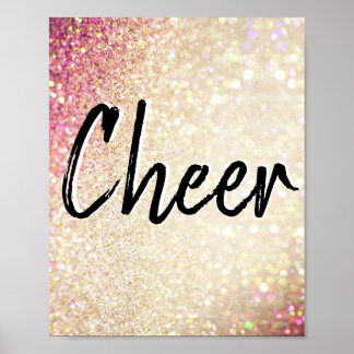 Cheer Poster | Faux Gold en roze glitter