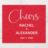 CHEER Rode Glitter Bruiloft Mousserende Wijn Etike Sparkling Wijnetiket (Enkel label)