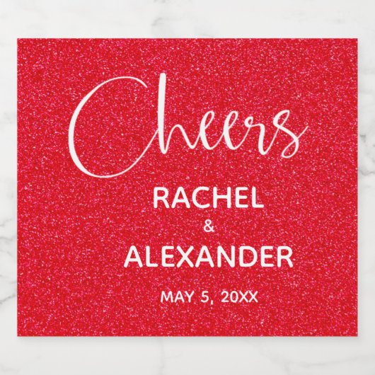 CHEER Rode Glitter Bruiloft Mousserende Wijn Etike Sparkling Wijnetiket (Enkel label)