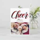 CHEER Rode Kerst Geruite Kerstkaart Kaart (Staand voorkant)